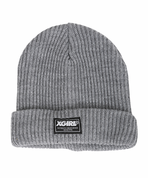 X-girl（エックスガール）の「BASIC KNIT CAP（ニットキャップ/ビーニー・レディース・ブラック/アッシュグレー/ブルー/ピンク/バーガンディー・ONE SIZE）」の3枚目の写真