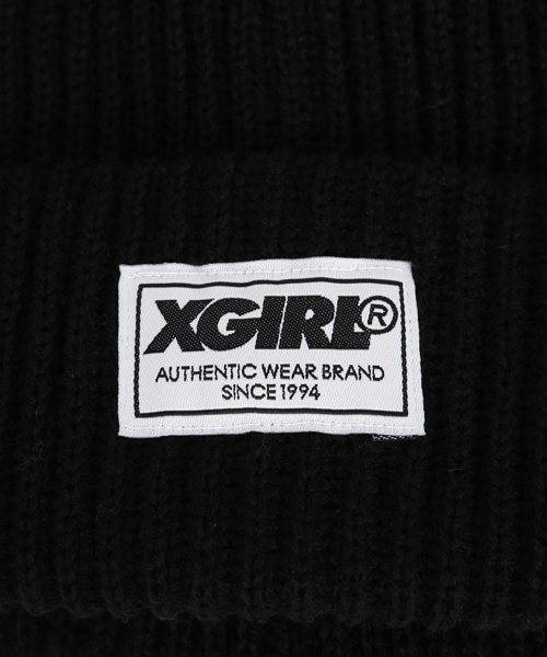X-girl（エックスガール）の「BASIC KNIT CAP（ニットキャップ/ビーニー・レディース・ブラック/アッシュグレー/ブルー/ピンク/バーガンディー・ONE SIZE）」の6枚目の写真