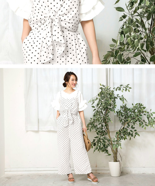 KOBE LETTUCE（コウベレタス）の「フロントリボンキャミオールインワン（つなぎ/オールインワン・レディース・ブラック/ベージュ/ネイビー/ホワイト系その他/ブルー系その他/ピンク系その他/ブラック系その他2/ブラック系その他3/ホワイト系その他2/インディゴブルー/カーキ/クリーム/イエロー系その他/ライトベージュ/モカ/グリーン系その他・FREE）」の19枚目の写真