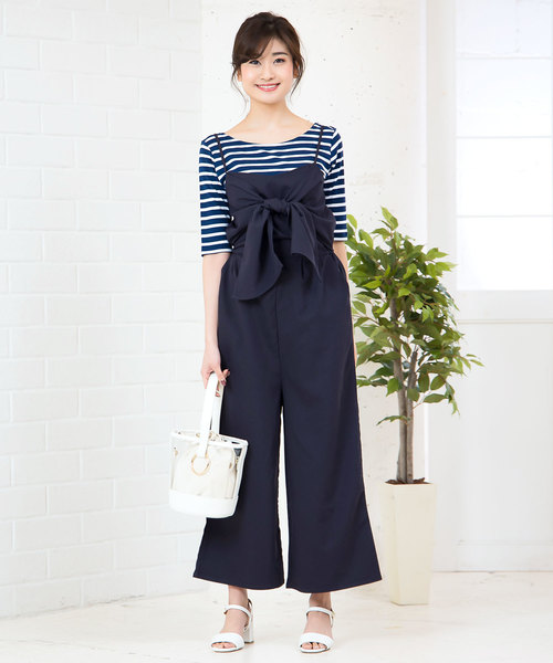 KOBE LETTUCE（コウベレタス）の「フロントリボンキャミオールインワン（つなぎ/オールインワン・レディース・ブラック/ベージュ/ネイビー/ホワイト系その他/ブルー系その他/ピンク系その他/ブラック系その他2/ブラック系その他3/ホワイト系その他2/インディゴブルー/カーキ/クリーム/イエロー系その他/ライトベージュ/モカ/グリーン系その他・FREE）」の12枚目の写真