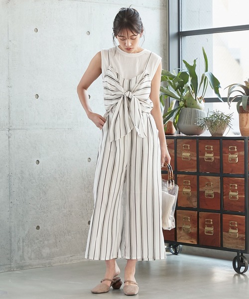 KOBE LETTUCE（コウベレタス）の「フロントリボンキャミオールインワン（つなぎ/オールインワン・レディース・ブラック/ベージュ/ネイビー/ホワイト系その他/ブルー系その他/ピンク系その他/ブラック系その他2/ブラック系その他3/ホワイト系その他2/インディゴブルー/カーキ/クリーム/イエロー系その他/ライトベージュ/モカ/グリーン系その他・FREE）」の15枚目の写真