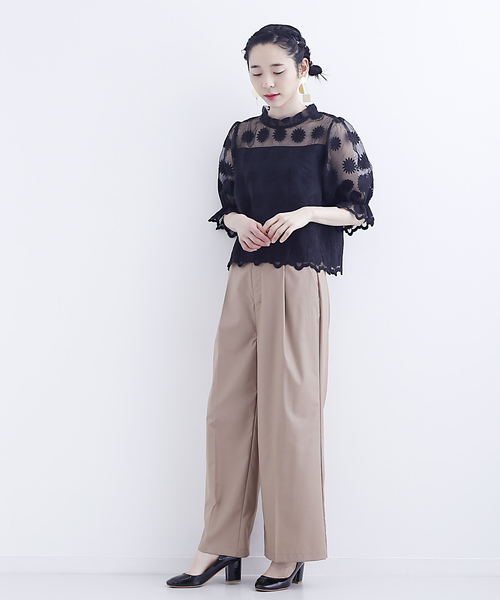 merlot plus(メルロープリュス)の「フラワー刺繍シアーブラウス1309(シャツ/ブラウス・レディース・ブルーグレー/オレンジ/ホワイト/ブラック・FREE)」の15枚目の写真