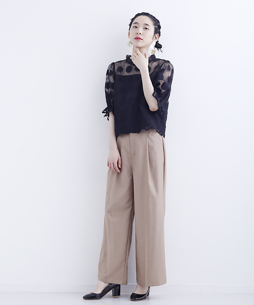merlot plus(メルロープリュス)の「フラワー刺繍シアーブラウス1309(シャツ/ブラウス・レディース・ブルーグレー/オレンジ/ホワイト/ブラック・FREE)」の19枚目の写真