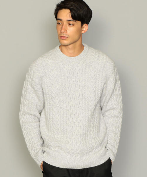 green label relaxing（グリーンレーベルリラクシング）の「[Begin 2019年1月号掲載] SC ◎タスマニアウール アラン クルー ニット ◆（ニット/セーター・メンズ・ライトグレー/ロイヤルブルー/パープル/ベージュ/オフホワイト/オレンジ系その他/ダークグリーン/ブラック・S/XL/L/M）」の13枚目の写真