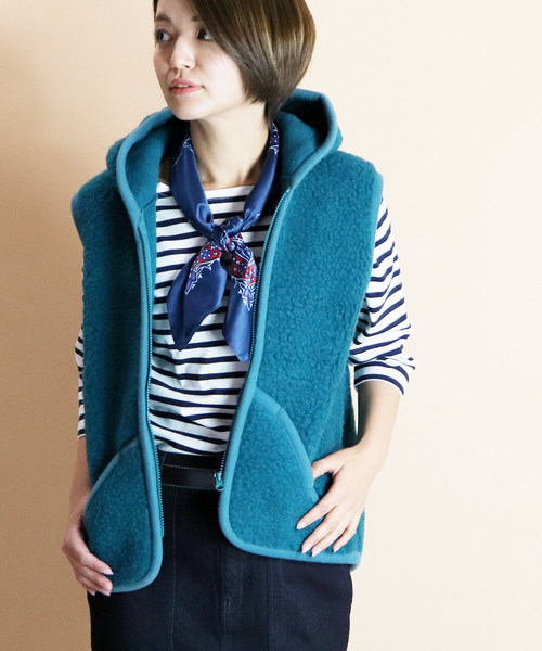 COLD BREAKER（コールドブレーカー）の「【 COLD BREAKER / コールドブレイカー 】 # ROBBY ジップアップ フード付きボアベスト（ベスト・レディース・ベージュ/ブラック/チャコールグレー/レッド/ブラウン/ナチュラル/ネイビー/ブラウン系その他・X-LARGE）」の7枚目の写真