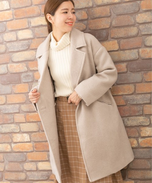 PREFERIR(プレフェリール)の「ビッグラペル 裏キルティング Aラインコート【TOKYO MX NEWS 番組着用】(チェスターコート・レディース・チャコールグレー/ベージュ/グレー・MEDIUM)」の4枚目の写真