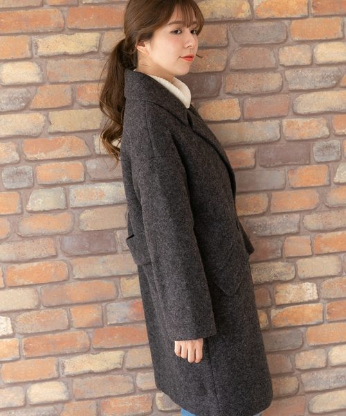 PREFERIR(プレフェリール)の「ビッグラペル 裏キルティング Aラインコート【TOKYO MX NEWS 番組着用】(チェスターコート・レディース・チャコールグレー/ベージュ/グレー・MEDIUM)」の17枚目の写真