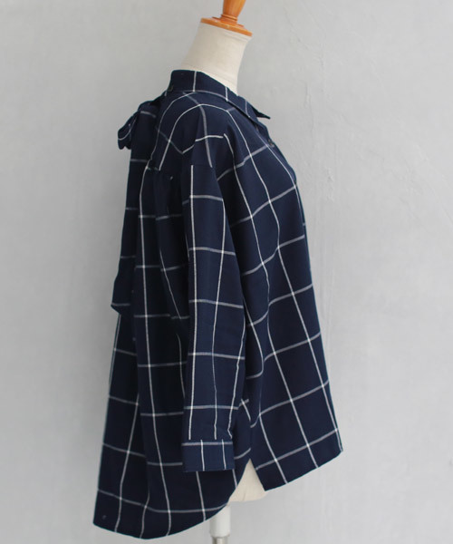 REAL CUBE バックリボンチェックブラウス REAL CUBE バックリボンチェックブラウス