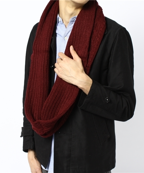 MEN'S BIGI（メンズビギ）の「ケーブル編みリバーシブルスヌード（ストール/ショール・メンズ・ブラック系その他/ネイビー/ボルドー・FREE）」の9枚目の写真