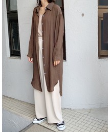 ゆるシルエット シアールーズ シャツワンピース