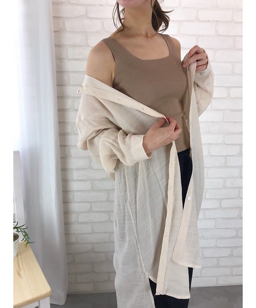 CLEA(クレア)の「ゆるシルエット シアールーズ シャツワンピース(シャツワンピース・レディース・ホワイト/ベージュ/サンドベージュ/ブラウン・FREE)」の6枚目の写真