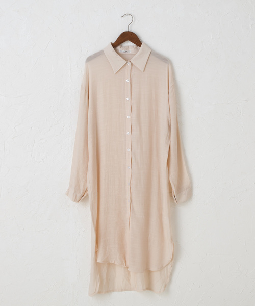 CLEA(クレア)の「ゆるシルエット シアールーズ シャツワンピース(シャツワンピース・レディース・ホワイト/ベージュ/サンドベージュ/ブラウン・FREE)」の7枚目の写真