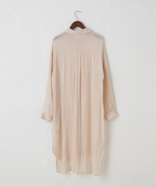 CLEA(クレア)の「ゆるシルエット シアールーズ シャツワンピース(シャツワンピース・レディース・ホワイト/ベージュ/サンドベージュ/ブラウン・FREE)」の8枚目の写真
