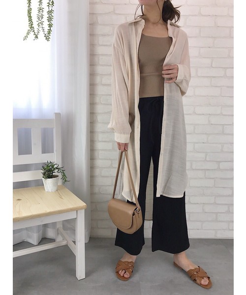 CLEA(クレア)の「ゆるシルエット シアールーズ シャツワンピース(シャツワンピース・レディース・ホワイト/ベージュ/サンドベージュ/ブラウン・FREE)」の9枚目の写真