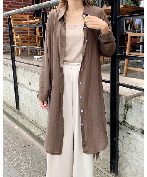 CLEA(クレア)の「ゆるシルエット シアールーズ シャツワンピース(シャツワンピース・レディース・ホワイト/ベージュ/サンドベージュ/ブラウン・FREE)」の13枚目の写真