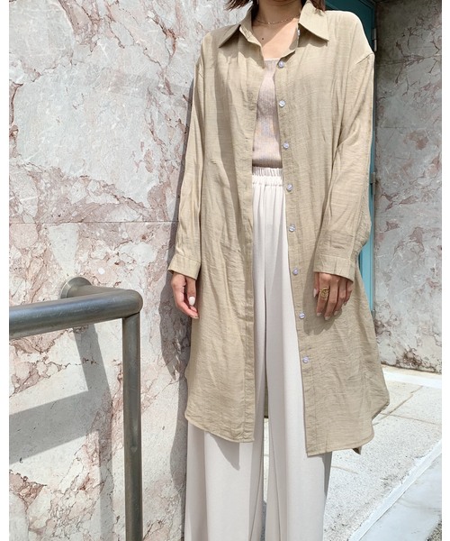 CLEA(クレア)の「ゆるシルエット シアールーズ シャツワンピース(シャツワンピース・レディース・ホワイト/ベージュ/サンドベージュ/ブラウン・FREE)」の16枚目の写真