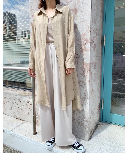 CLEA(クレア)の「ゆるシルエット シアールーズ シャツワンピース(シャツワンピース・レディース・ホワイト/ベージュ/サンドベージュ/ブラウン・FREE)」の10枚目の写真