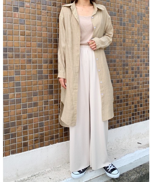CLEA(クレア)の「ゆるシルエット シアールーズ シャツワンピース(シャツワンピース・レディース・ホワイト/ベージュ/サンドベージュ/ブラウン・FREE)」の11枚目の写真
