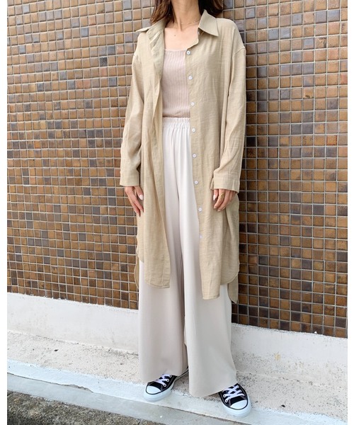 CLEA(クレア)の「ゆるシルエット シアールーズ シャツワンピース(シャツワンピース・レディース・ホワイト/ベージュ/サンドベージュ/ブラウン・FREE)」の12枚目の写真