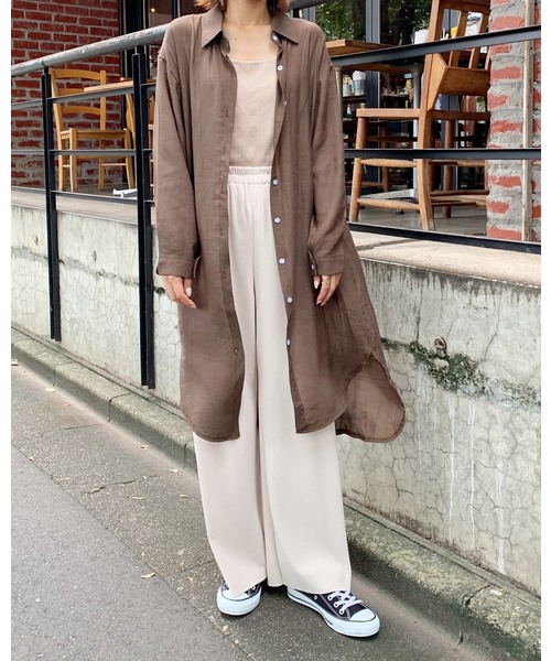 CLEA(クレア)の「ゆるシルエット シアールーズ シャツワンピース(シャツワンピース・レディース・ホワイト/ベージュ/サンドベージュ/ブラウン・FREE)」の14枚目の写真