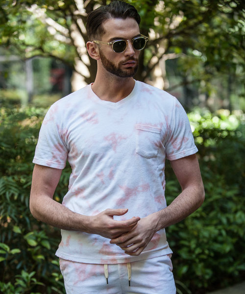 NEW GENTLEMAN(ニュージェントルマン)の「COTTON CANDY(コットンキャンディー)タイダイ パイル Vネック Tシャツ(Tシャツ/カットソー・メンズ・サックスブルー/ピンク・M/L)」の9枚目の写真
