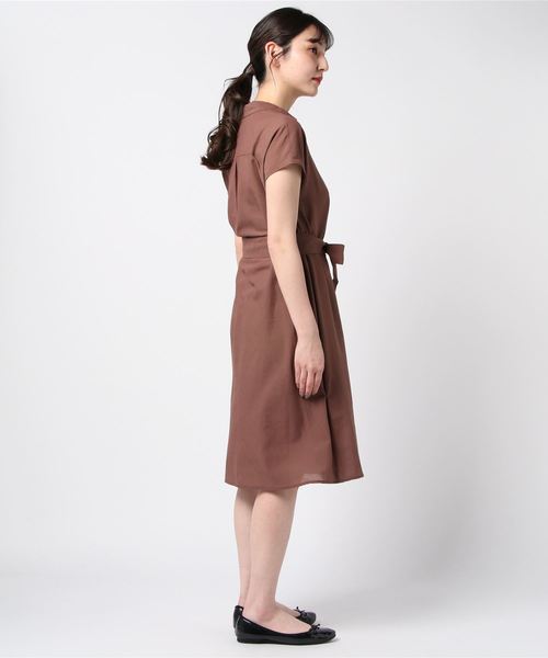 ketty(ケティ)の「【洗濯可能】ウエストリボン付2wayシャツワンピース(ワンピース・レディース・ネイビー/ブラウン/グリーン・M/L)」の5枚目の写真