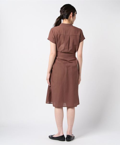 ketty(ケティ)の「【洗濯可能】ウエストリボン付2wayシャツワンピース(ワンピース・レディース・ネイビー/ブラウン/グリーン・M/L)」の6枚目の写真