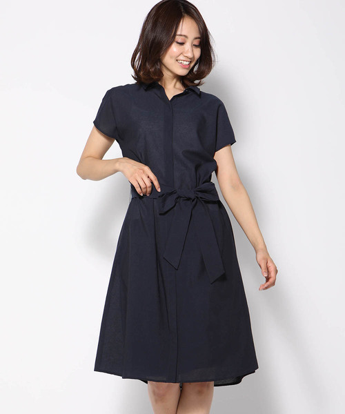ketty(ケティ)の「【洗濯可能】ウエストリボン付2wayシャツワンピース(ワンピース・レディース・ネイビー/ブラウン/グリーン・M/L)」の1枚目の写真