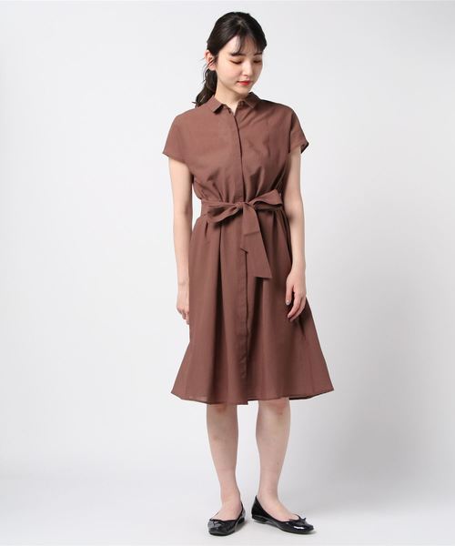 ketty(ケティ)の「【洗濯可能】ウエストリボン付2wayシャツワンピース(ワンピース・レディース・ネイビー/ブラウン/グリーン・M/L)」の7枚目の写真