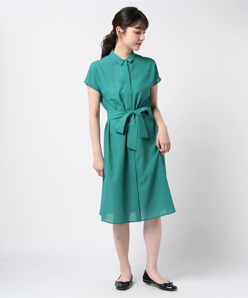 ketty(ケティ)の「【洗濯可能】ウエストリボン付2wayシャツワンピース(ワンピース・レディース・ネイビー/ブラウン/グリーン・M/L)」の15枚目の写真