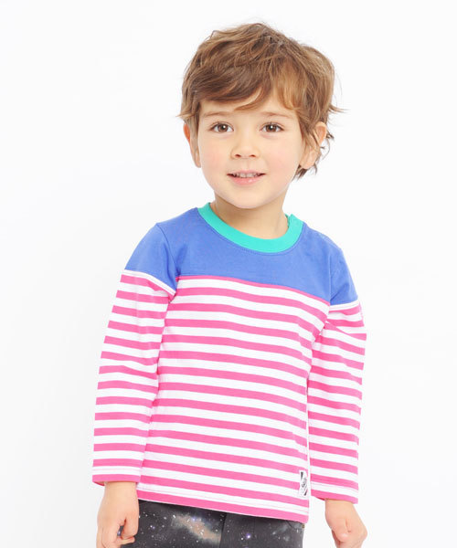 X-girl Stages（エックスガールステージス）の「STRIPED L/S TEE (12M～3T)/ ボーダー（Tシャツ/カットソー・キッズ・ブラック/ネイビー/ピンク・2T/12M/3T）」の3枚目の写真
