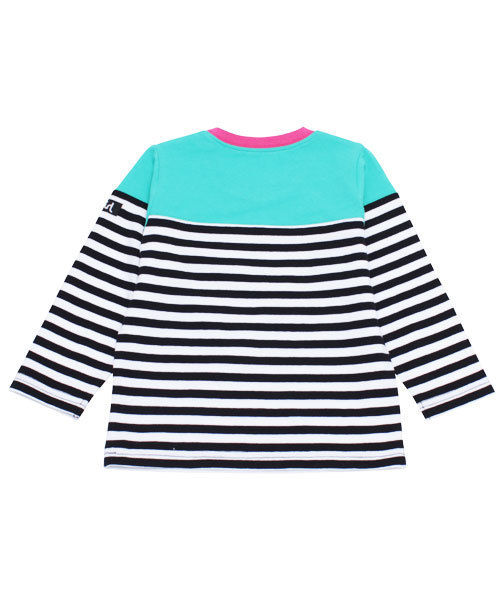 X-girl Stages（エックスガールステージス）の「STRIPED L/S TEE (12M～3T)/ ボーダー（Tシャツ/カットソー・キッズ・ブラック/ネイビー/ピンク・2T/12M/3T）」の7枚目の写真