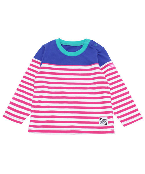 X-girl Stages（エックスガールステージス）の「STRIPED L/S TEE (12M～3T)/ ボーダー（Tシャツ/カットソー・キッズ・ブラック/ネイビー/ピンク・2T/12M/3T）」の5枚目の写真