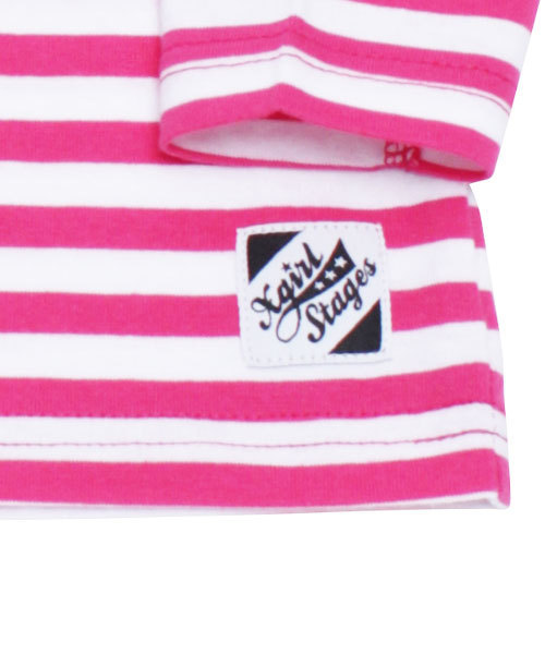 X-girl Stages（エックスガールステージス）の「STRIPED L/S TEE (12M～3T)/ ボーダー（Tシャツ/カットソー・キッズ・ブラック/ネイビー/ピンク・2T/12M/3T）」の6枚目の写真