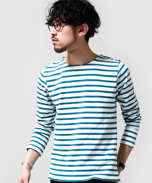 NANO universe（ナノユニバース）の「StandardバスクボーダーLS（Tシャツ/カットソー・メンズ・ターコイズブルー/ブルー/ネイビー/ピンク/ブラック・LARGE/SMALL/MEDIUM/X-LARGE）」の7枚目の写真