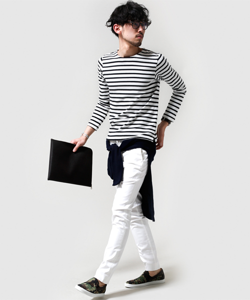 NANO universe（ナノユニバース）の「StandardバスクボーダーLS（Tシャツ/カットソー・メンズ・ターコイズブルー/ブルー/ネイビー/ピンク/ブラック・LARGE/SMALL/MEDIUM/X-LARGE）」の17枚目の写真