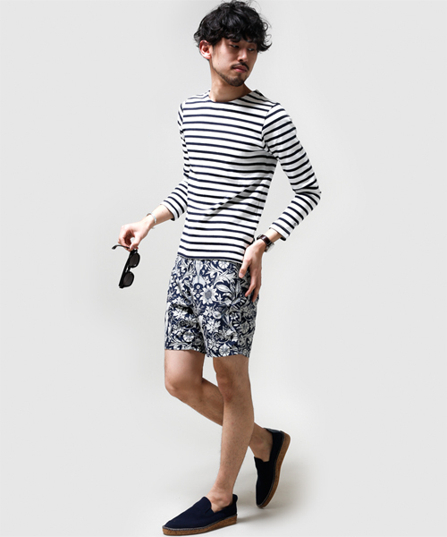 NANO universe（ナノユニバース）の「StandardバスクボーダーLS（Tシャツ/カットソー・メンズ・ターコイズブルー/ブルー/ネイビー/ピンク/ブラック・LARGE/SMALL/MEDIUM/X-LARGE）」の18枚目の写真