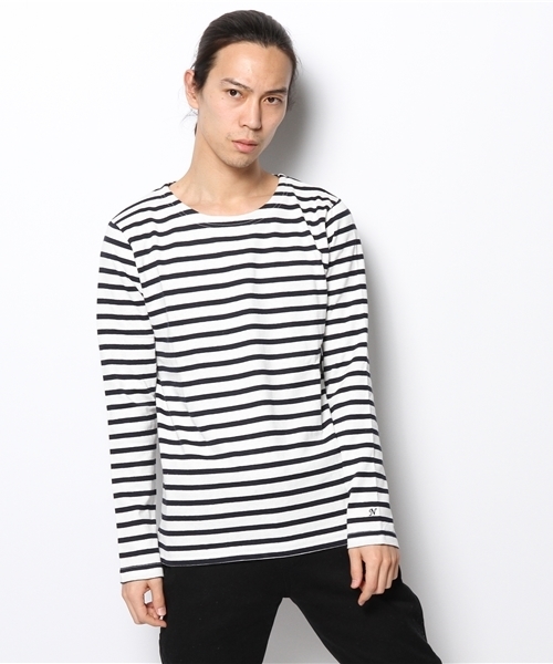 NANO universe（ナノユニバース）の「StandardバスクボーダーLS（Tシャツ/カットソー・メンズ・ターコイズブルー/ブルー/ネイビー/ピンク/ブラック・LARGE/SMALL/MEDIUM/X-LARGE）」の5枚目の写真