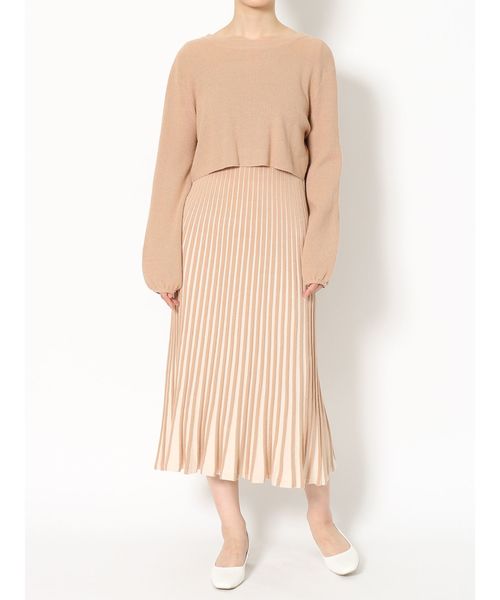 セール ワンピース レイヤードバイカラーニットワンピース ワンピース Lagunamoon ラグナムーン のファッション