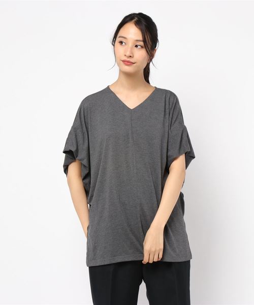 AMERICAN HOLIC（アメリカンホリック）の「MVSVネックドレープカットプルオーバー＊（Tシャツ/カットソー・レディース・ネイビー/グレー/グレー系その他2/ブラウン・M/L）」の3枚目の写真