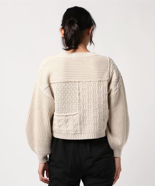 archives（アルシーヴ）の「【SETUPにも】パッチワークケーブルニットプルオーバー（ニット/セーター・レディース・ブラウン/ベージュ/ピンクベージュ・MEDIUM）」の5枚目の写真