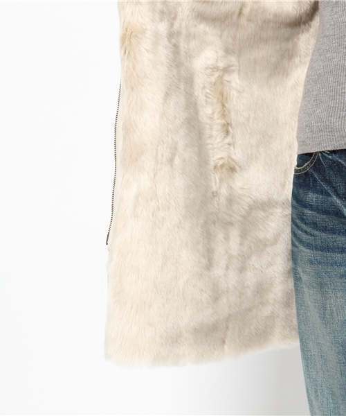 Jewel Changes（ジュエルチェンジズ）の「JC フェイクムートン　ノーカラー コート　+（ムートンコート・レディース・ベージュ/ナチュラル/グレー・38/40/36）」の15枚目の写真