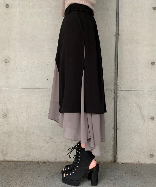 ENVYM（アンビー）の「アシンメトリーヘムコンビロングＳＫ（スカート・レディース・ブラック/カーキ/グリーン・FREE）」の10枚目の写真