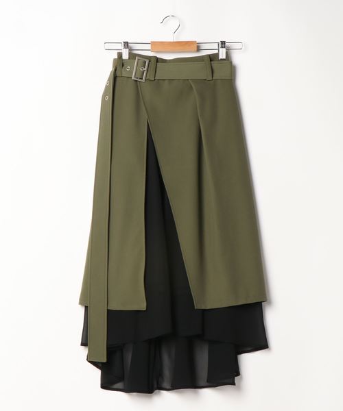 ENVYM（アンビー）の「アシンメトリーヘムコンビロングＳＫ（スカート・レディース・ブラック/カーキ/グリーン・FREE）」の14枚目の写真