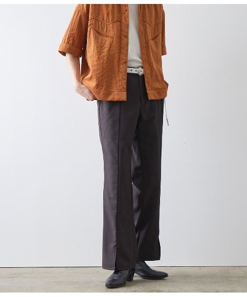 JUNRED（ジュンレッド）の「【WEB別注】センタースリットセミフレアパンツ（スラックス・メンズ・ブラック/ブラウン・S/M/L）」の11枚目の写真