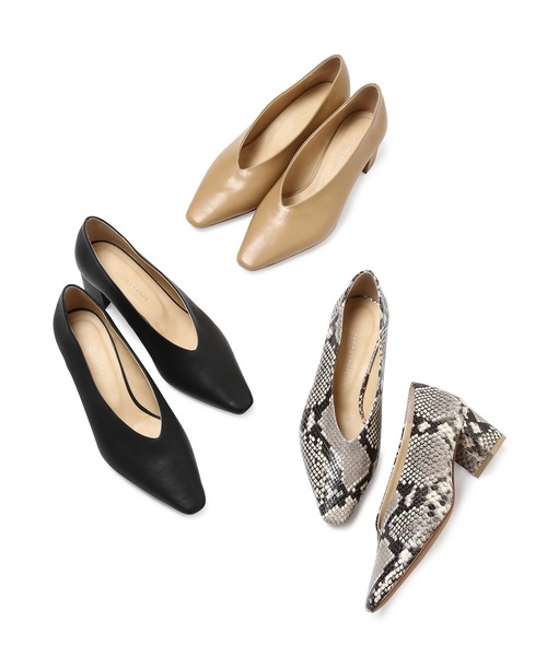 ADAM ET ROPE'(アダムエロペ)の「チャンキーヒールパイソンパンプス(パンプス・レディース・ライトグレー・38/36/37/39)」の6枚目の写真