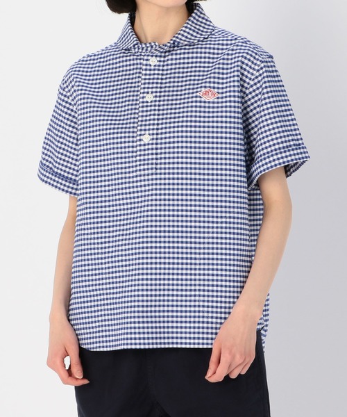Danton(ダントン)の「【DANTON】半袖丸襟プルオーバーシャツ TRD CHECK WOMEN(シャツ/ブラウス)」|ブルー系その他