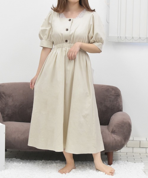 PairPair（ペアペア）の「スクエアネック2WAYリボンワンピース（ワンピース・レディース・ブルーグレー/アイボリー/ライトベージュ・FREE）」の6枚目の写真