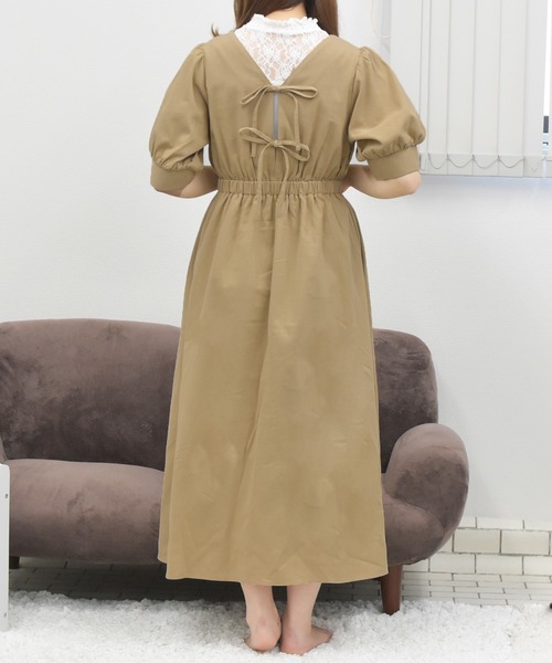 PairPair（ペアペア）の「スクエアネック2WAYリボンワンピース（ワンピース・レディース・ブルーグレー/アイボリー/ライトベージュ・FREE）」の9枚目の写真