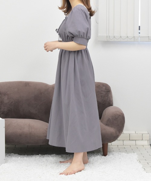 PairPair（ペアペア）の「スクエアネック2WAYリボンワンピース（ワンピース・レディース・ブルーグレー/アイボリー/ライトベージュ・FREE）」の14枚目の写真